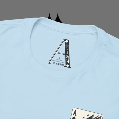 Ace of Crows T‑Shirt — Gothic Playing Card Tee with Raven & Blood Drop Design