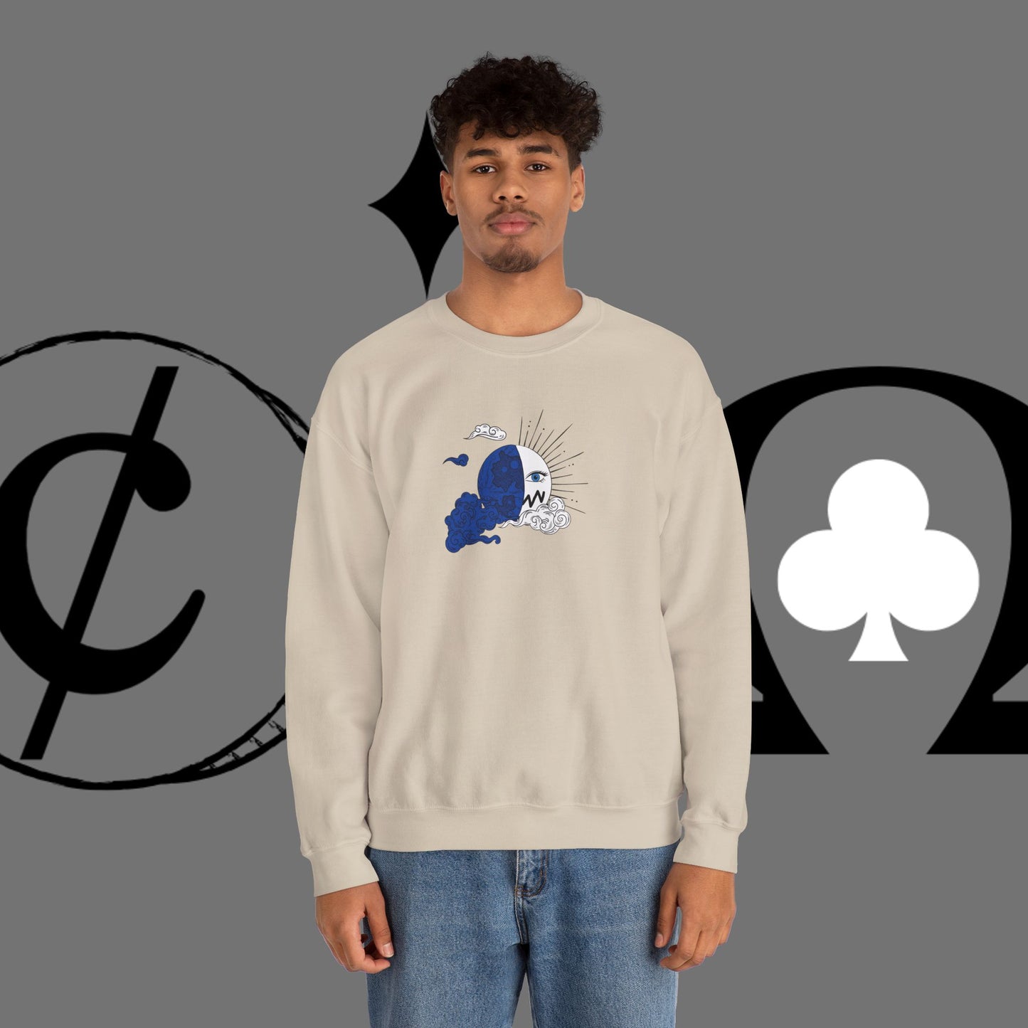 Ocean Wave Crewneck Sweatshirt — Minimal Blue Surf Graphic