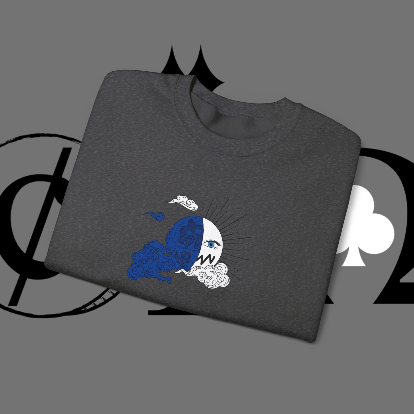 Ocean Wave Crewneck Sweatshirt — Minimal Blue Surf Graphic