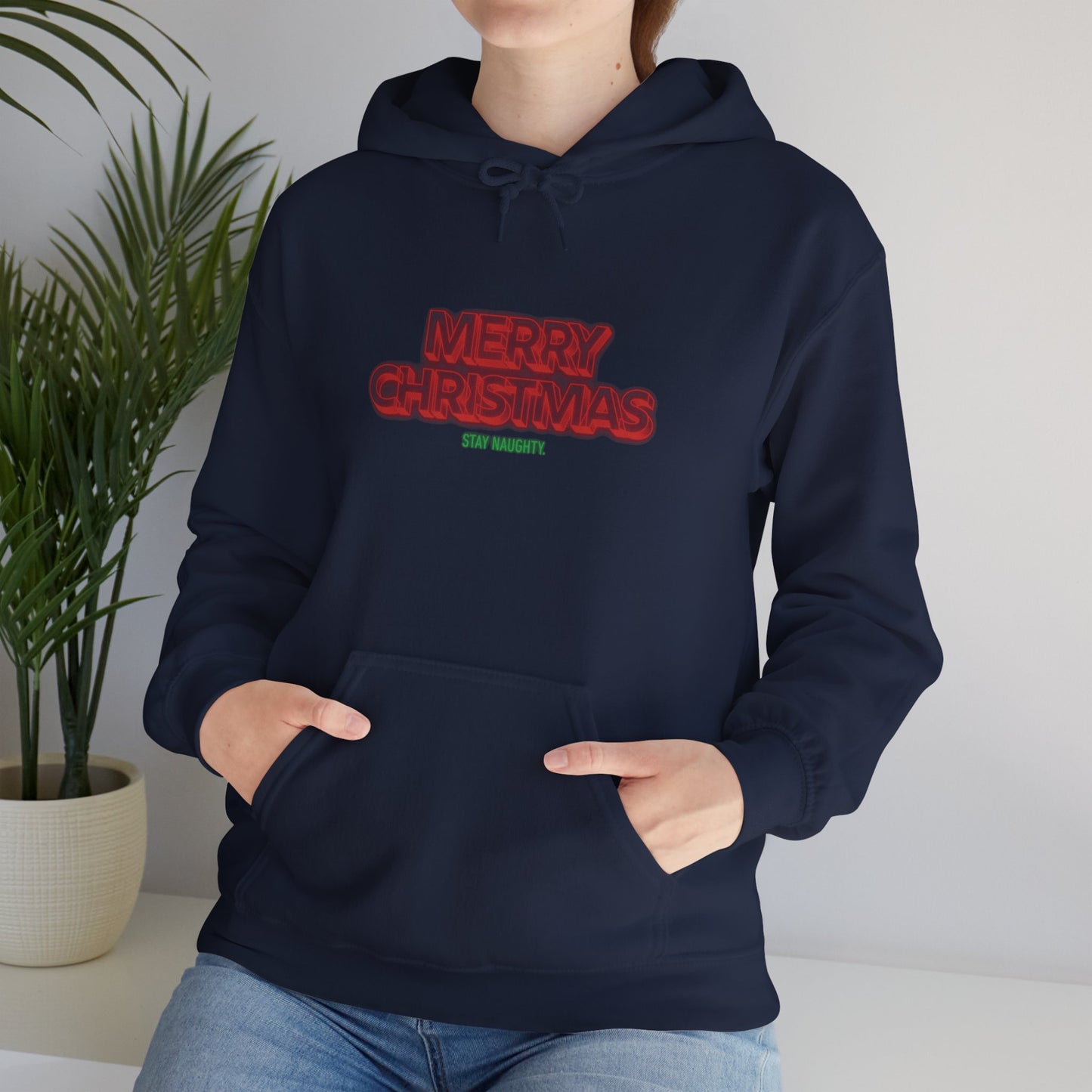 Christmas Hoodie — 'Merry Christmas' Front & 'Naughty is the New Nice' Back Holiday Hoodie