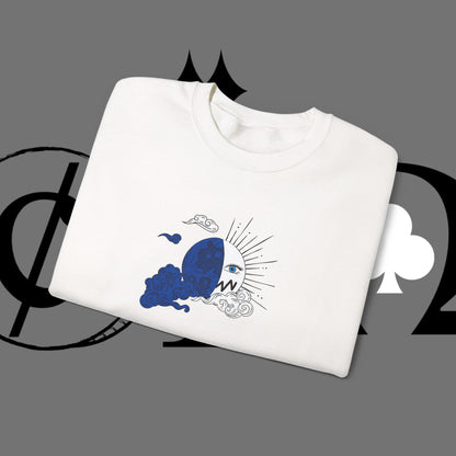 Ocean Wave Crewneck Sweatshirt — Minimal Blue Surf Graphic