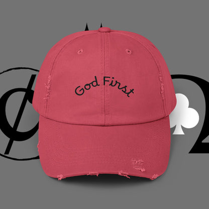 God First Distressed Dad Hat