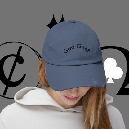 God First Distressed Dad Hat