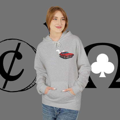 Auto Tech Hoodie — Red Car & Engine Diagram Graphic