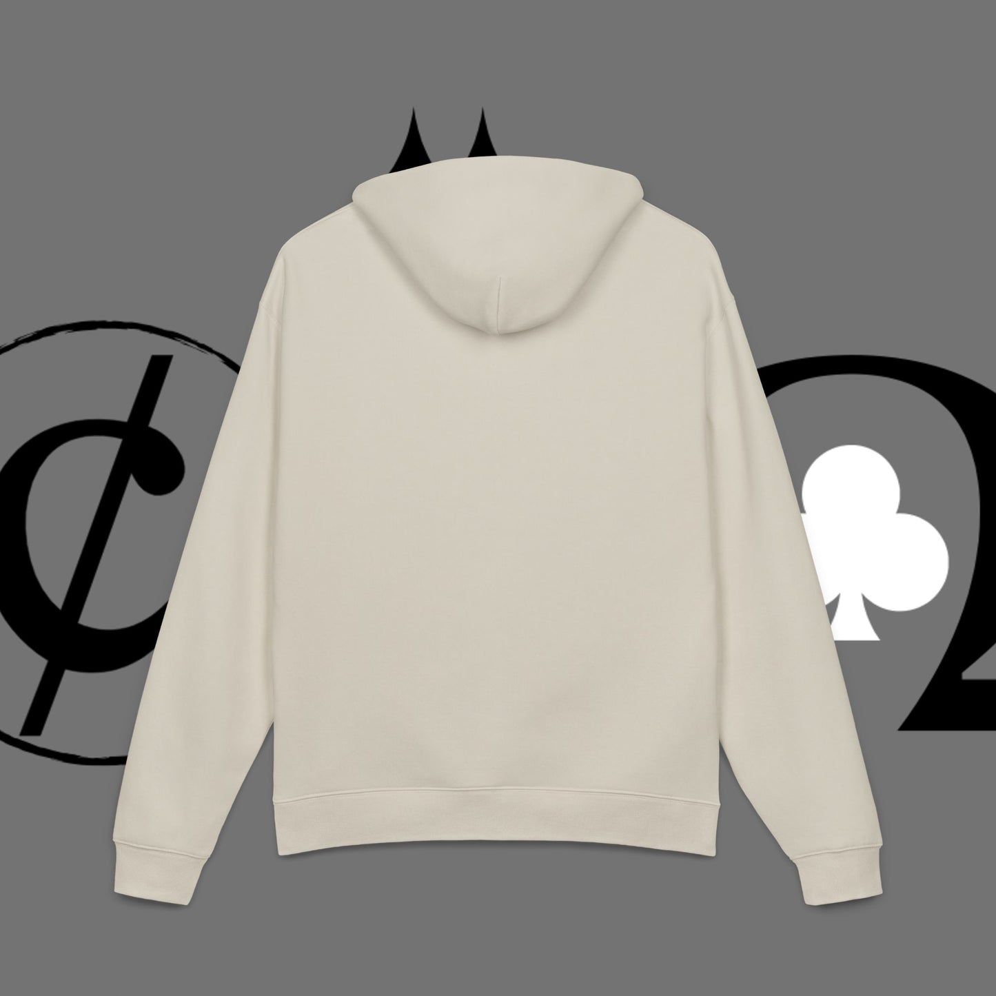 Diamond Floral Hoodie — Minimal White Relaxed Hoodie with Black Floral Emblem