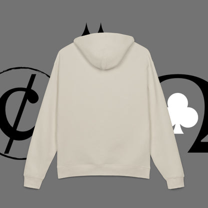 Diamond Floral Hoodie — Minimal White Relaxed Hoodie with Black Floral Emblem