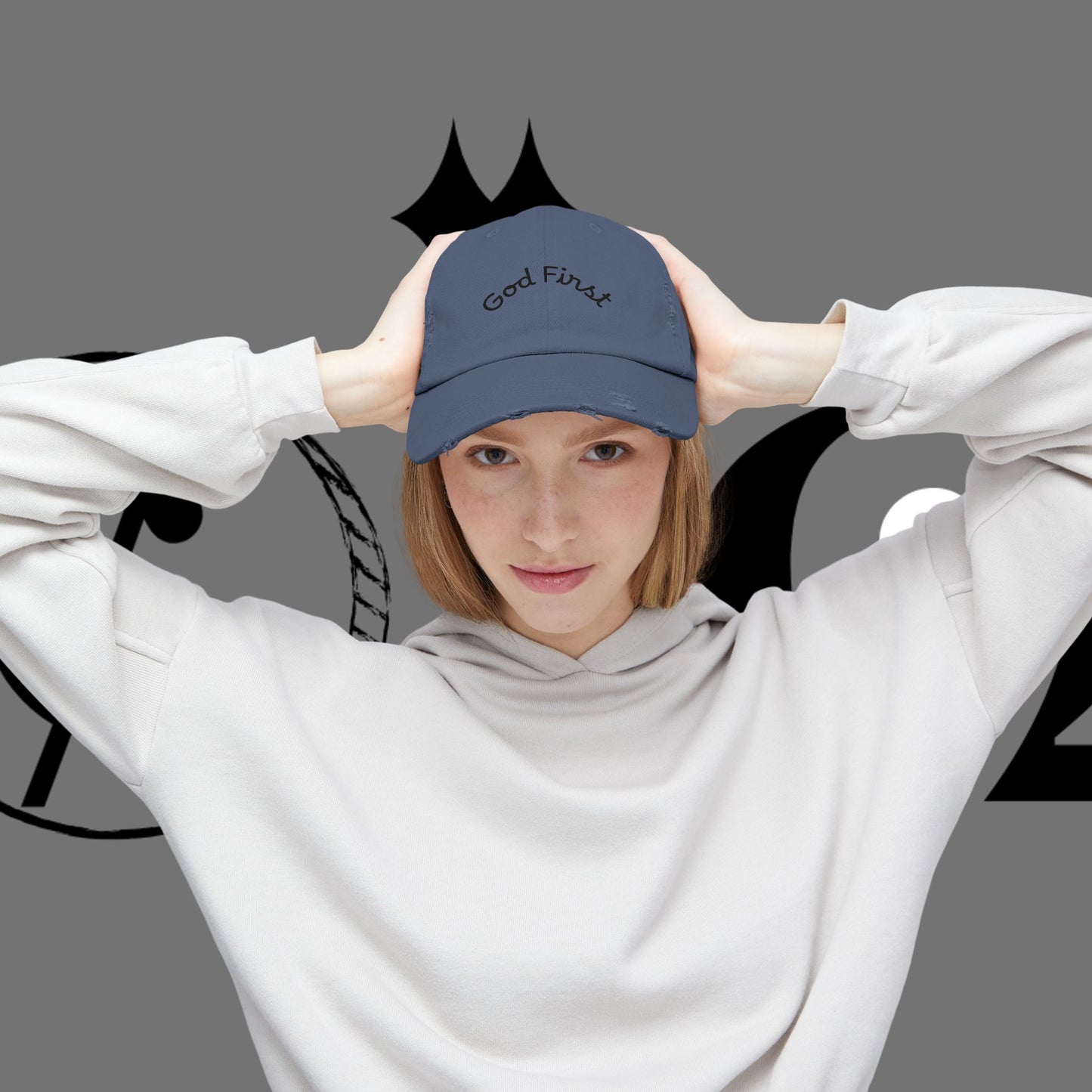 God First Distressed Dad Hat