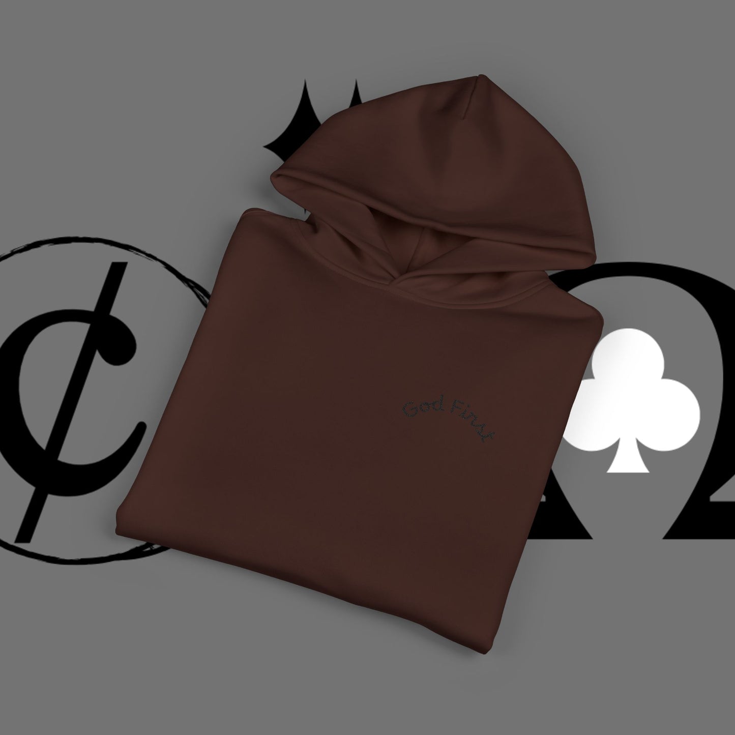 Diamond Floral Hoodie — Minimal White Relaxed Hoodie with Black Floral Emblem