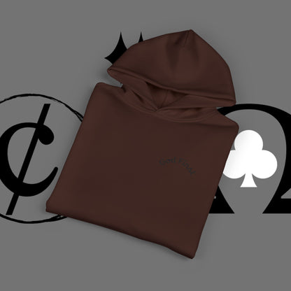 Diamond Floral Hoodie — Minimal White Relaxed Hoodie with Black Floral Emblem