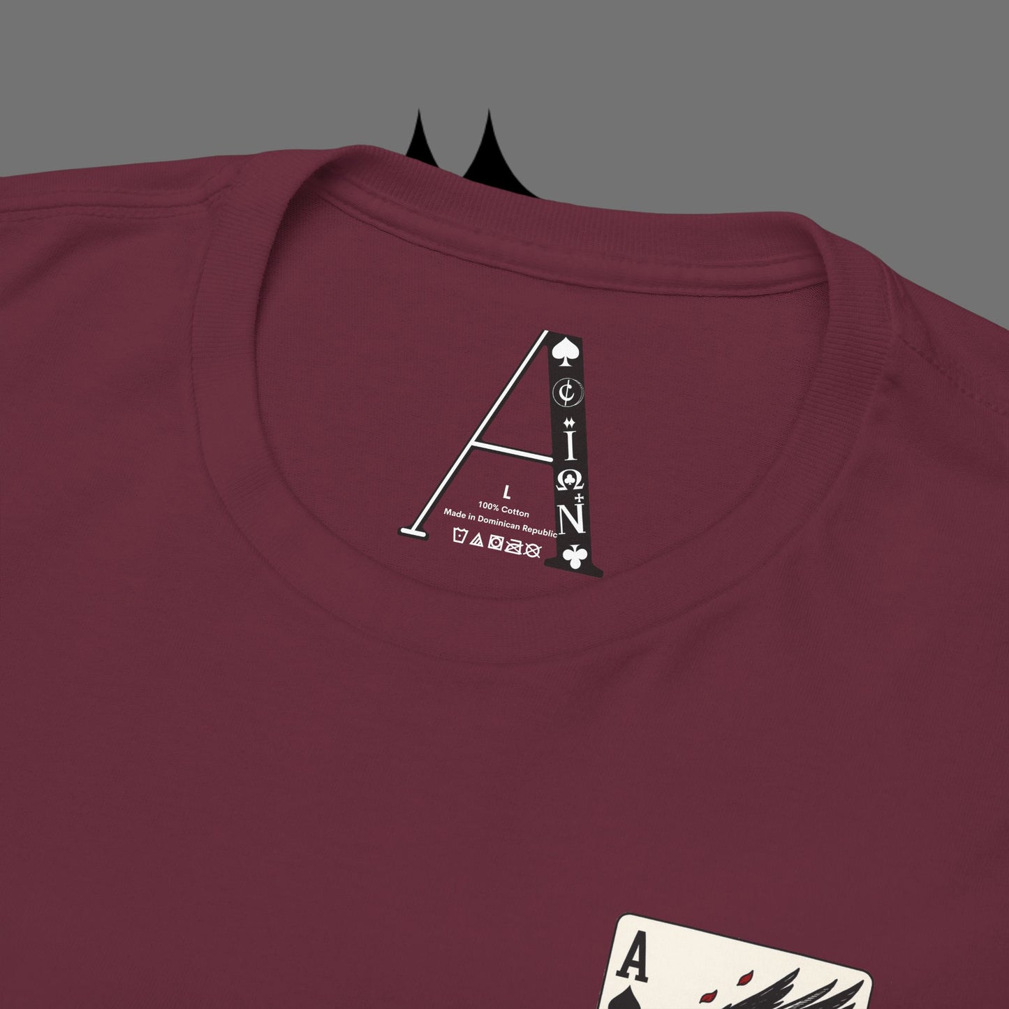 Ace of Crows T‑Shirt — Gothic Playing Card Tee with Raven & Blood Drop Design