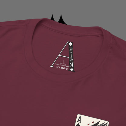 Ace of Crows T‑Shirt — Gothic Playing Card Tee with Raven & Blood Drop Design