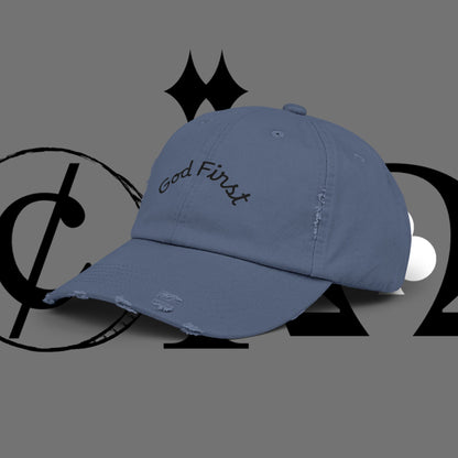 God First Distressed Dad Hat