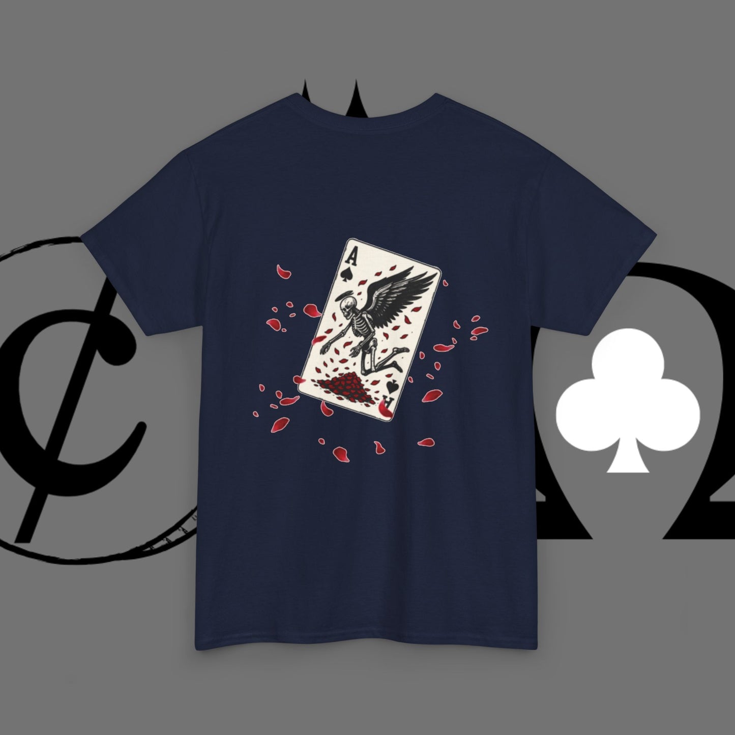 Ace of Crows T‑Shirt — Gothic Playing Card Tee with Raven & Blood Drop Design