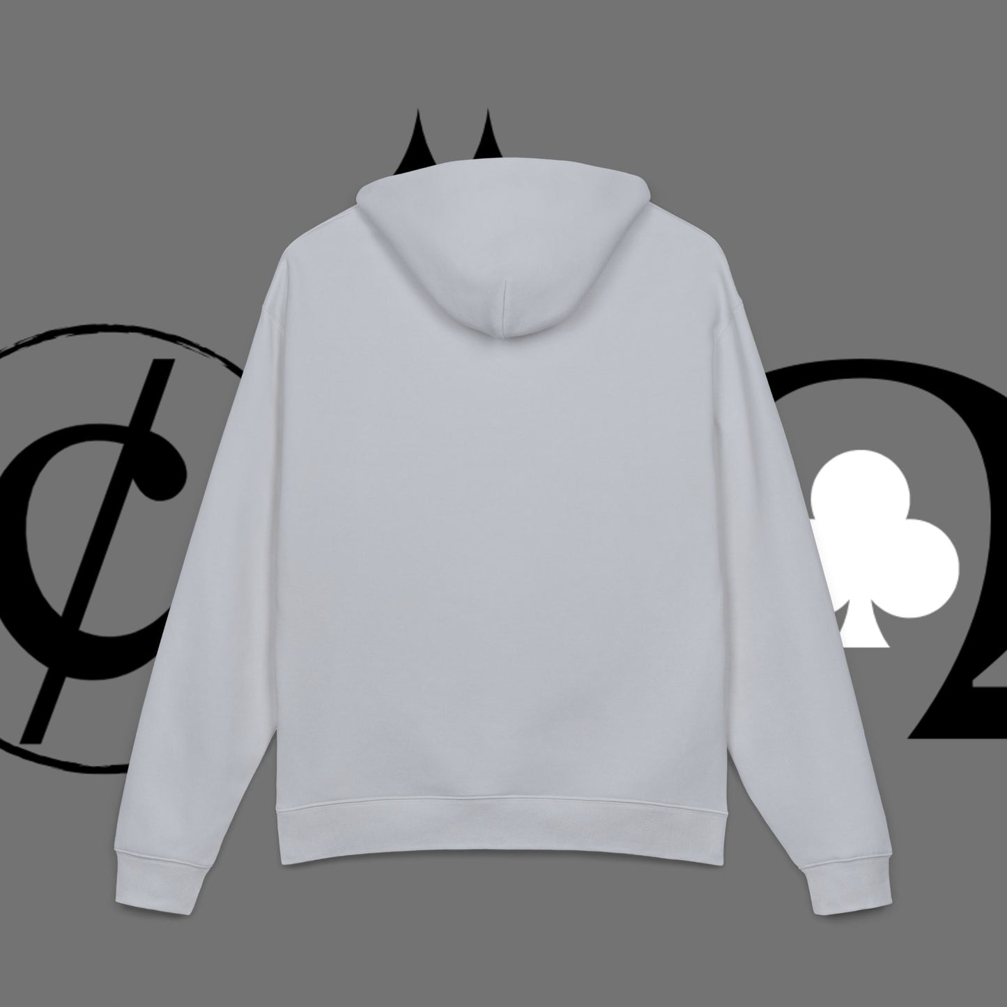 Diamond Floral Hoodie — Minimal White Relaxed Hoodie with Black Floral Emblem