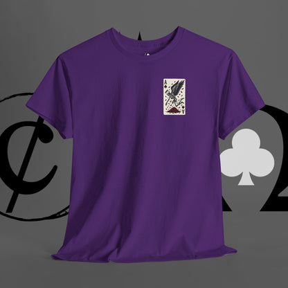 Ace of Crows T‑Shirt — Gothic Playing Card Tee with Raven & Blood Drop Design