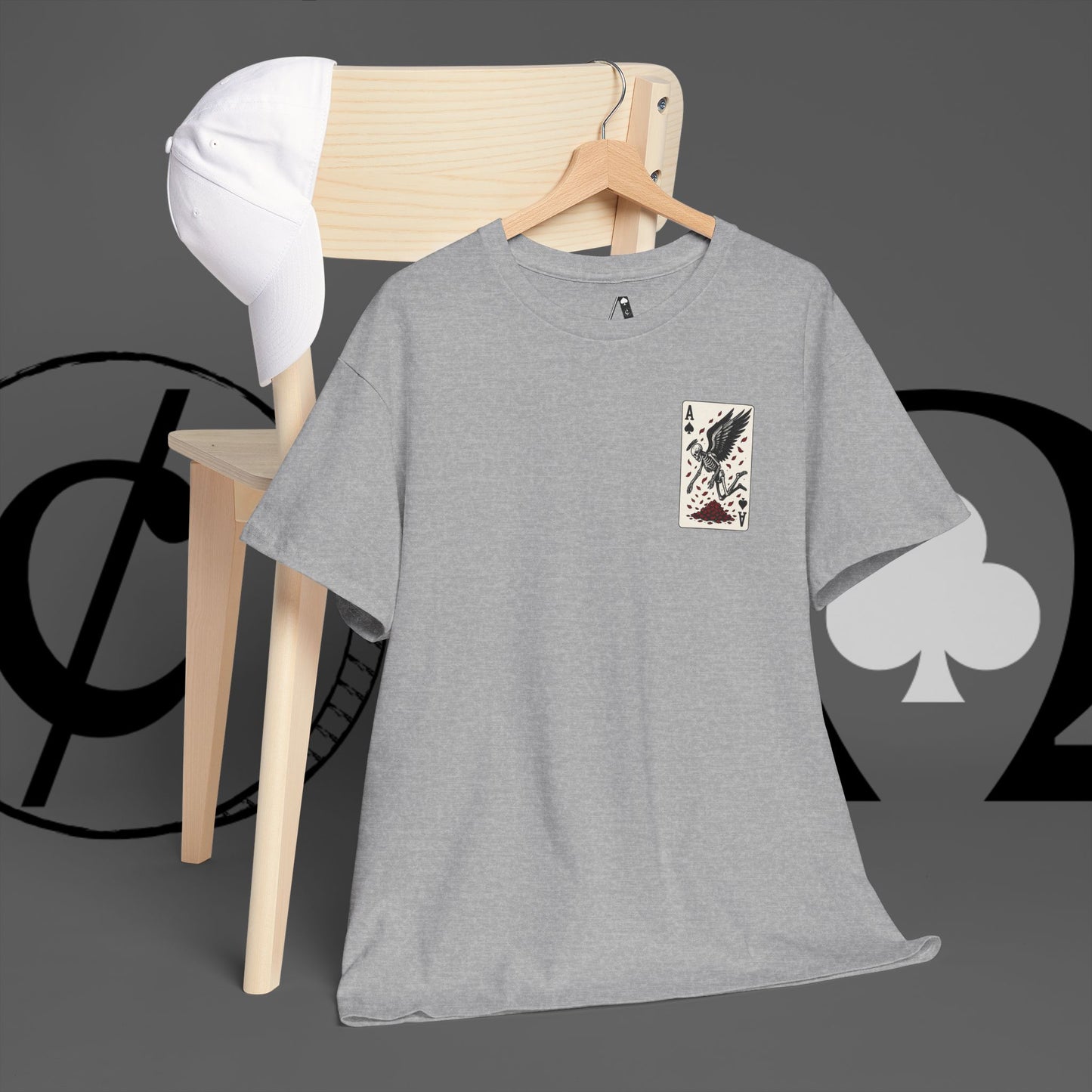 Ace of Crows T‑Shirt — Gothic Playing Card Tee with Raven & Blood Drop Design