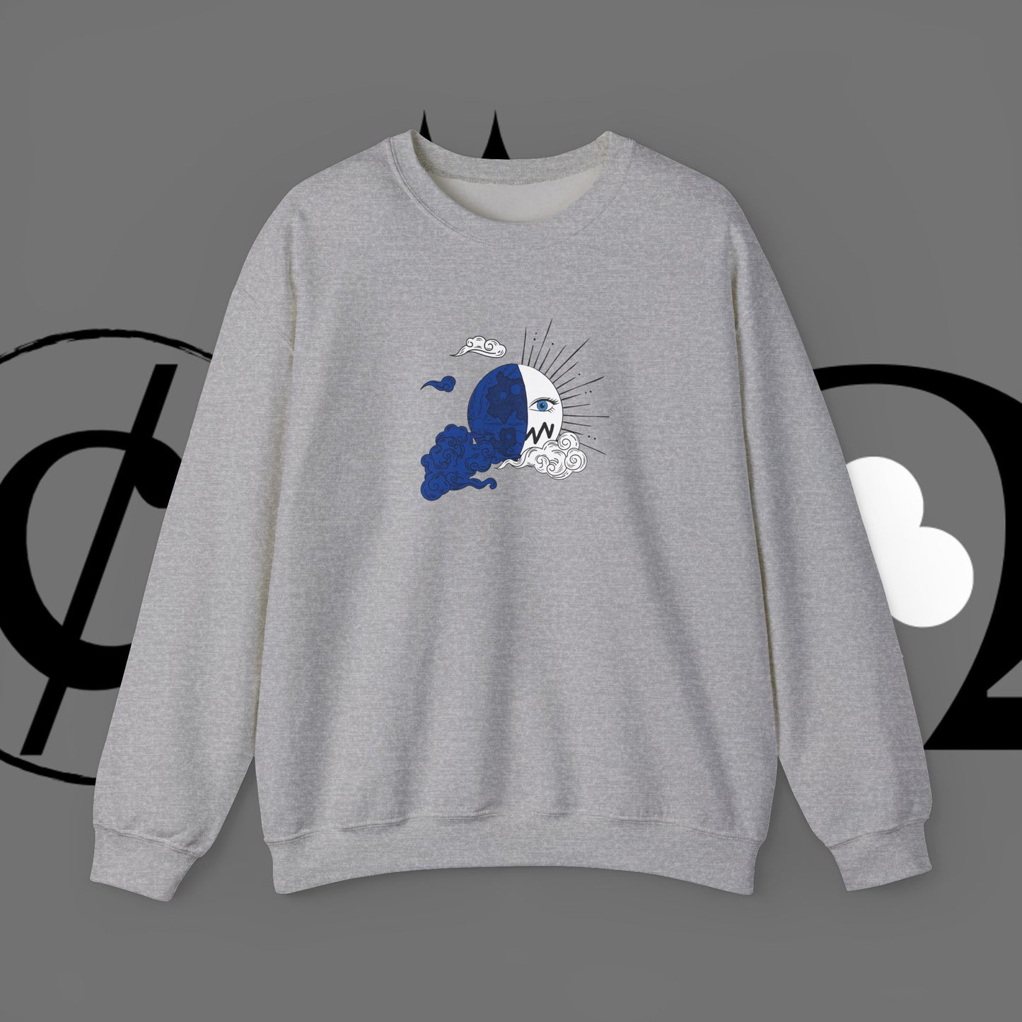 Ocean Wave Crewneck Sweatshirt — Minimal Blue Surf Graphic