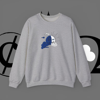 Ocean Wave Crewneck Sweatshirt — Minimal Blue Surf Graphic