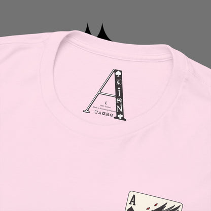 Ace of Crows T‑Shirt — Gothic Playing Card Tee with Raven & Blood Drop Design