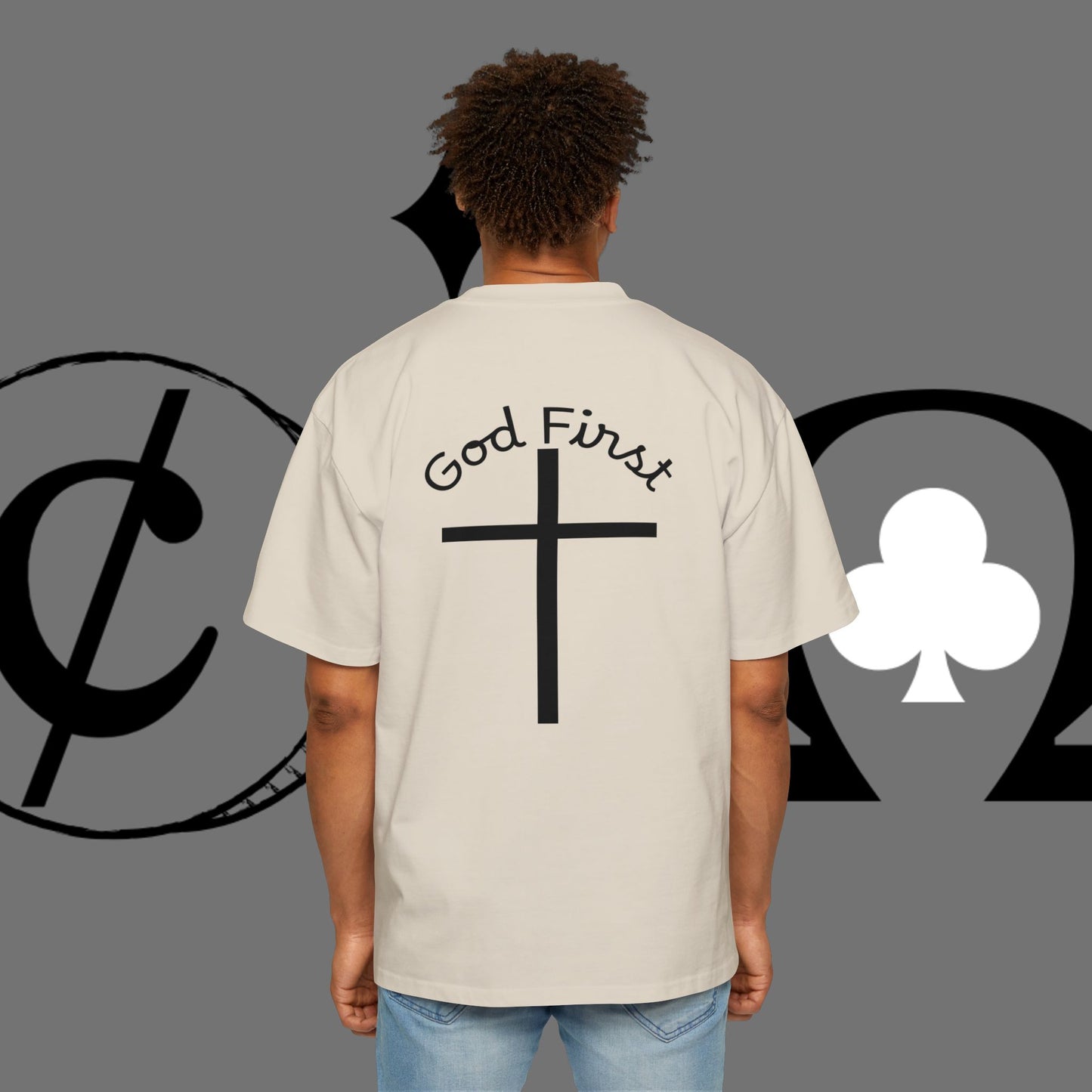 Action Symbol Tee — Minimal Graphic Men's Oversized T-Shirt