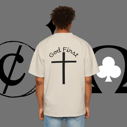 Action Symbol Tee — Minimal Graphic Men's Oversized T-Shirt