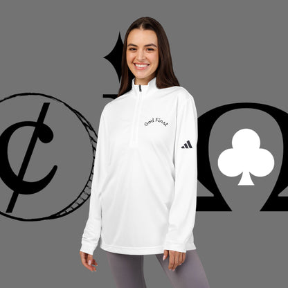 Embroidered 'Good Friend' adidas Quarter-Zip Pullover