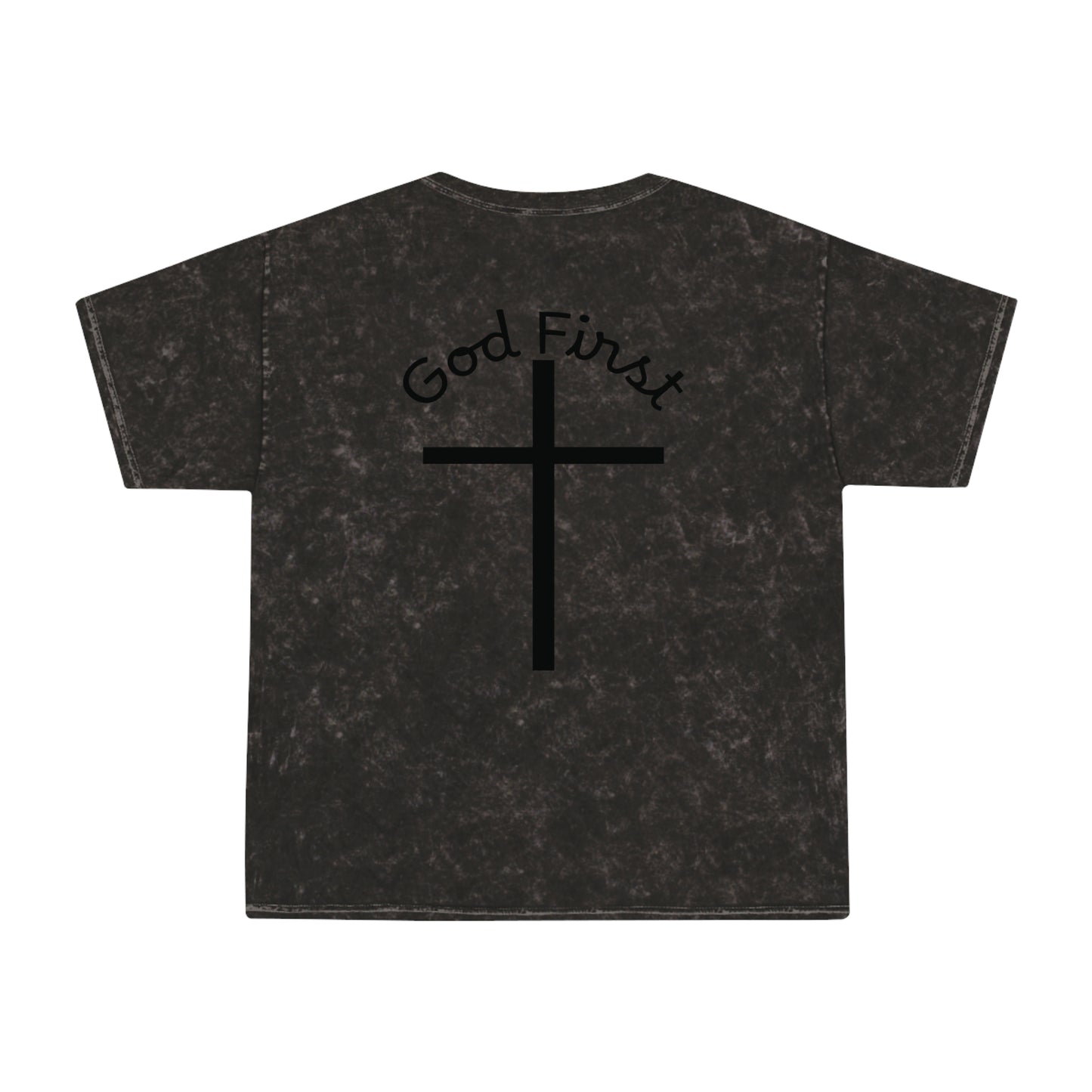 God First Mineral-Wash T-Shirt — Cross Christian Faith Tee