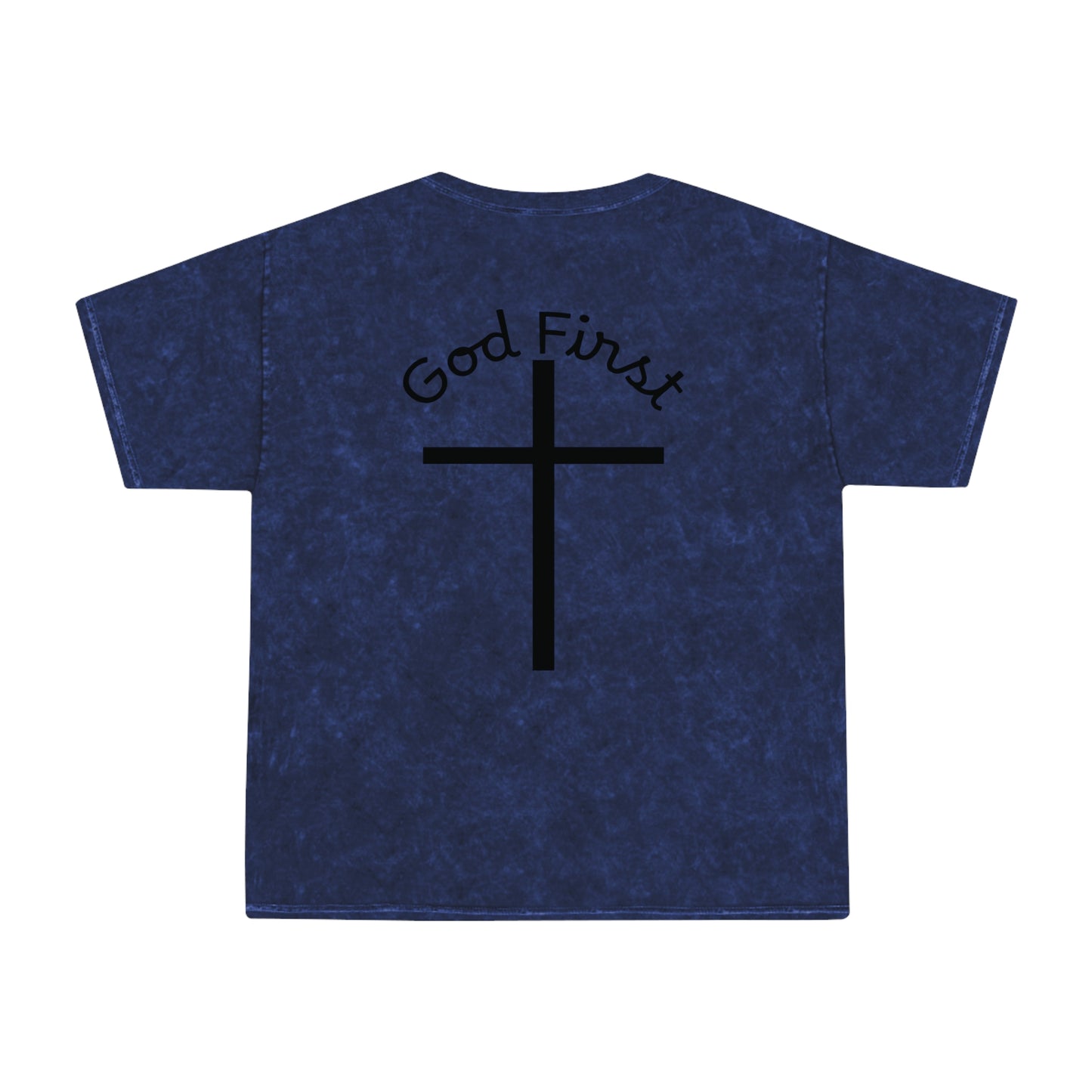 God First Mineral-Wash T-Shirt — Cross Christian Faith Tee
