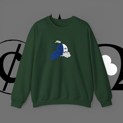 Ocean Wave Crewneck Sweatshirt — Minimal Blue Surf Graphic