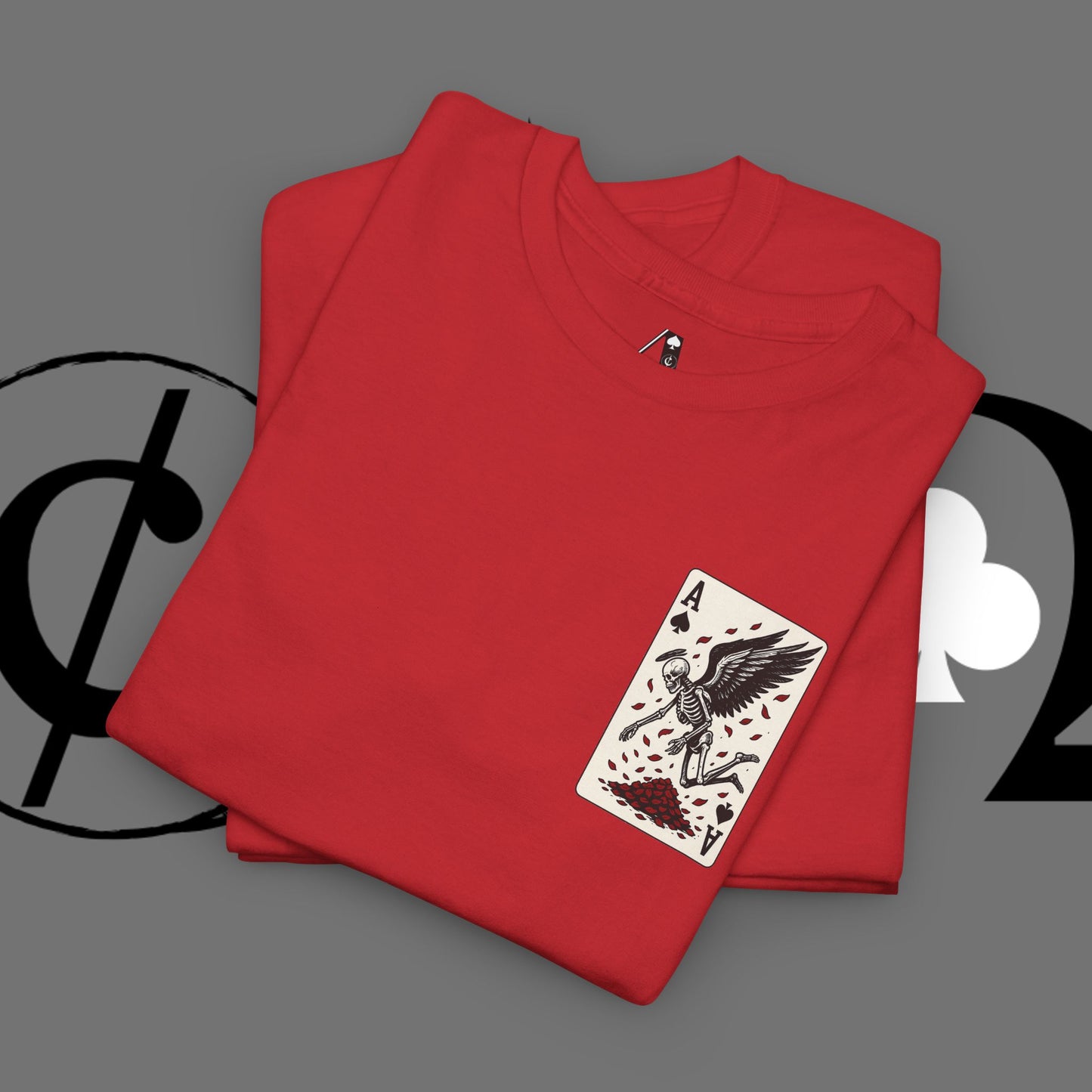 Ace of Crows T‑Shirt — Gothic Playing Card Tee with Raven & Blood Drop Design