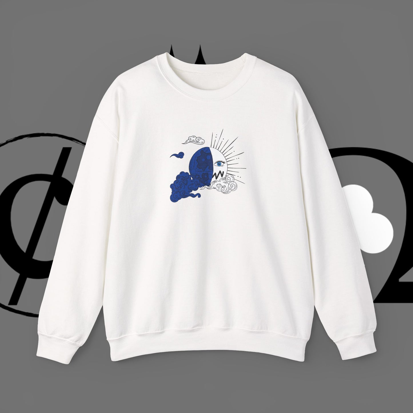Ocean Wave Crewneck Sweatshirt — Minimal Blue Surf Graphic