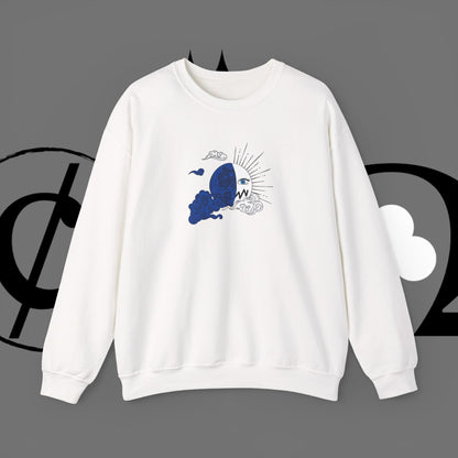 Ocean Wave Crewneck Sweatshirt — Minimal Blue Surf Graphic