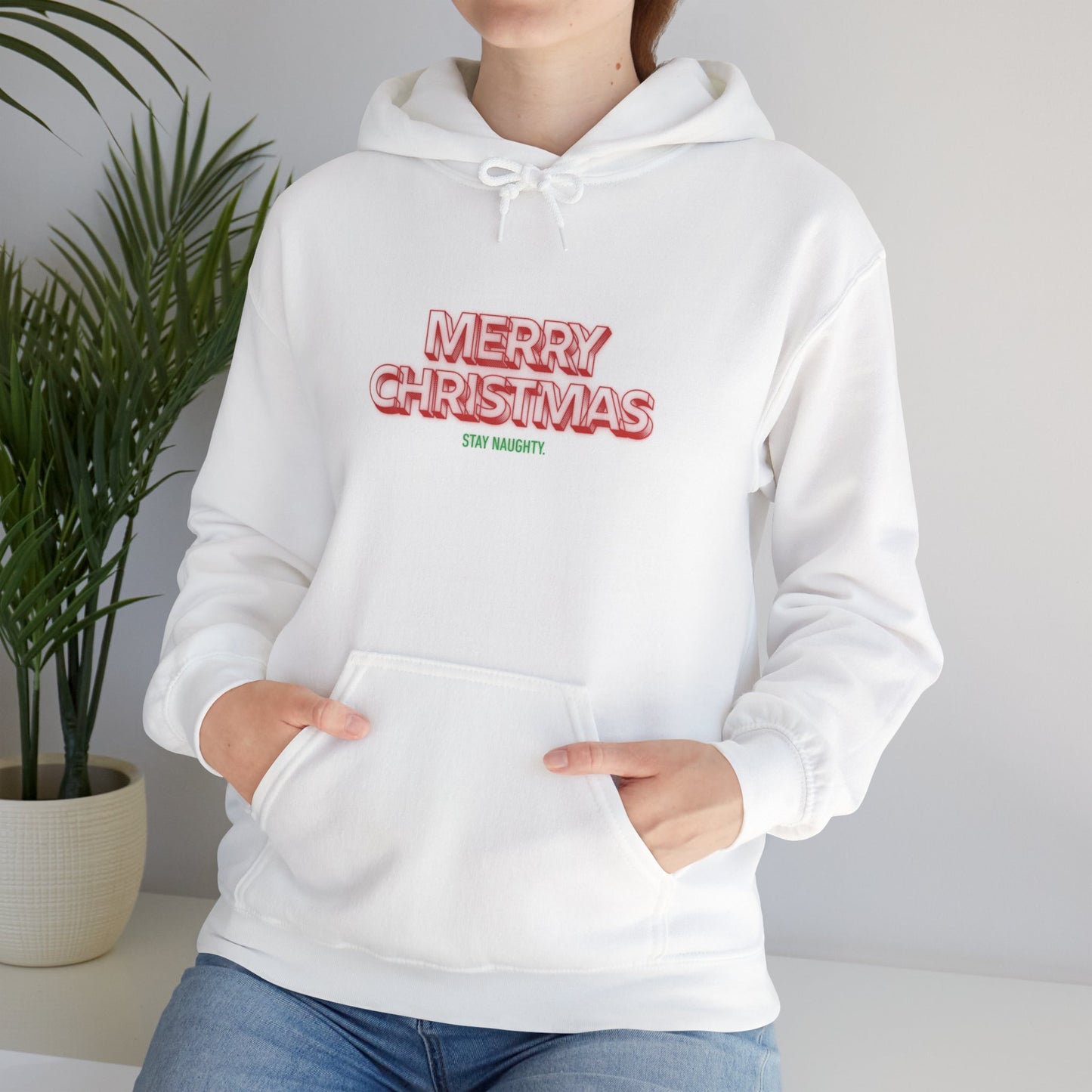 Christmas Hoodie — 'Merry Christmas' Front & 'Naughty is the New Nice' Back Holiday Hoodie