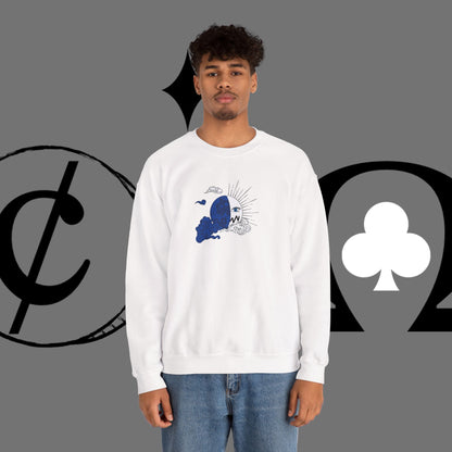 Ocean Wave Crewneck Sweatshirt — Minimal Blue Surf Graphic