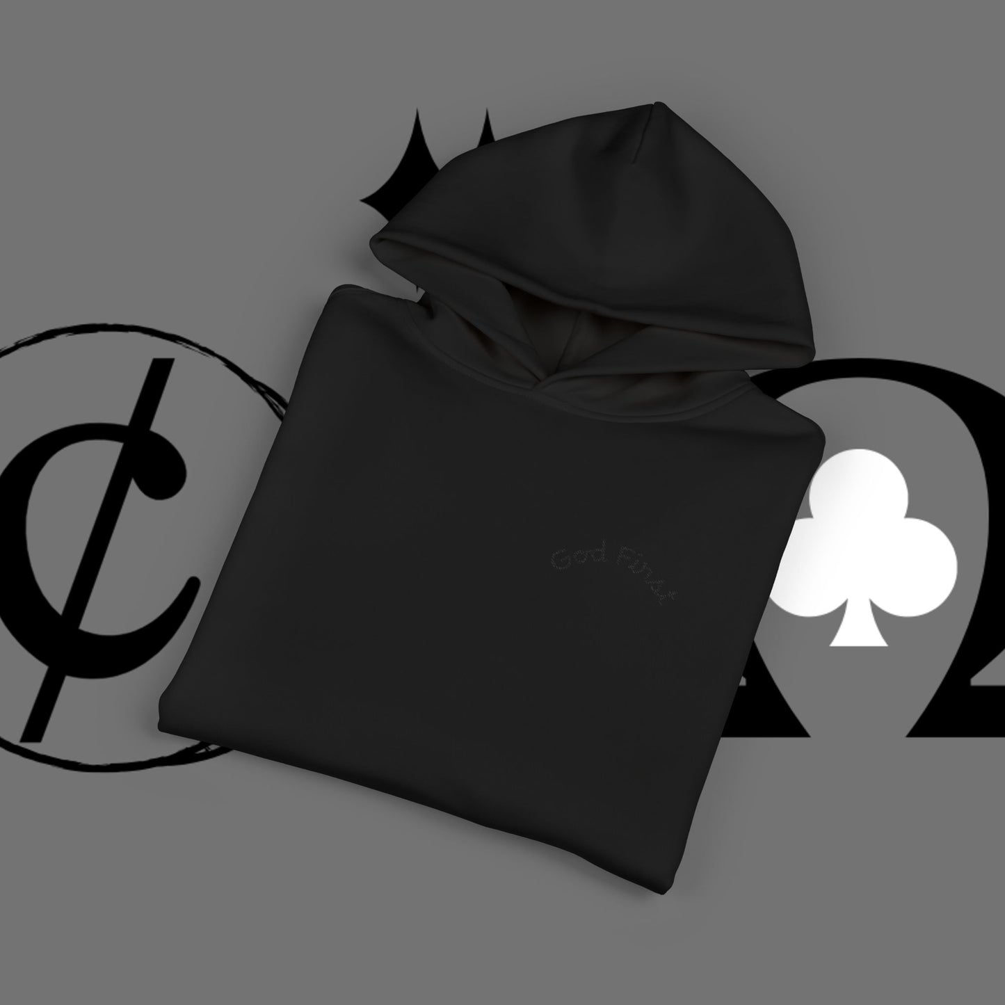 Diamond Floral Hoodie — Minimal White Relaxed Hoodie with Black Floral Emblem