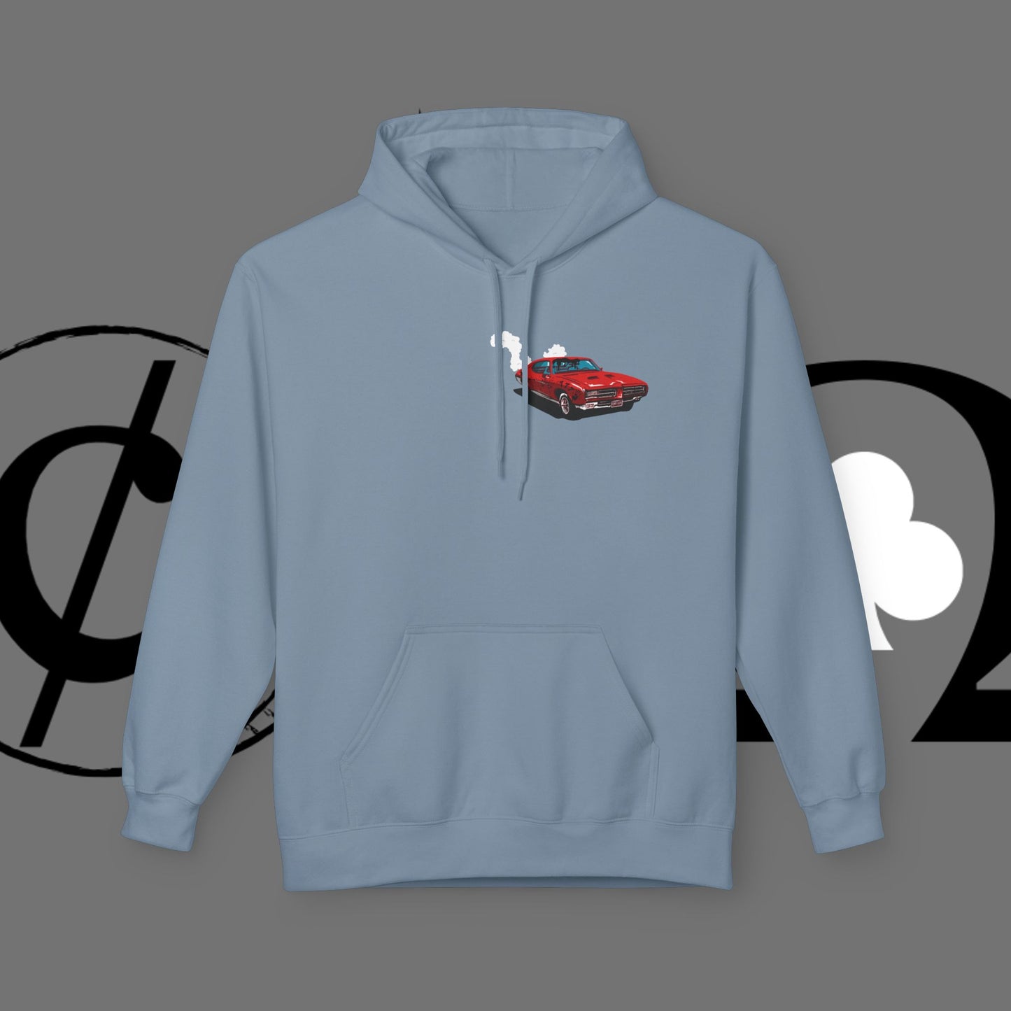 Auto Tech Hoodie — Red Car & Engine Diagram Graphic