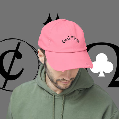 God First Distressed Dad Hat