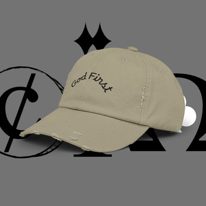 God First Distressed Dad Hat
