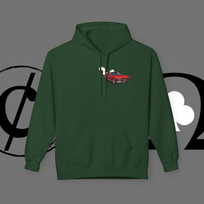 Auto Tech Hoodie — Red Car & Engine Diagram Graphic