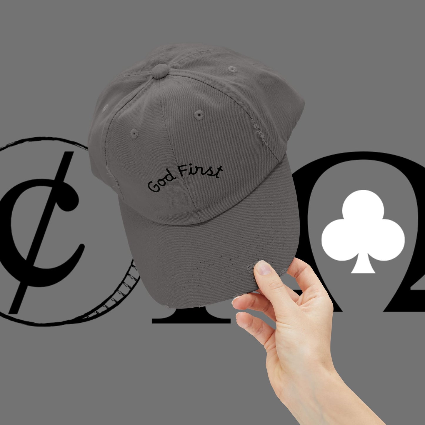 God First Distressed Dad Hat