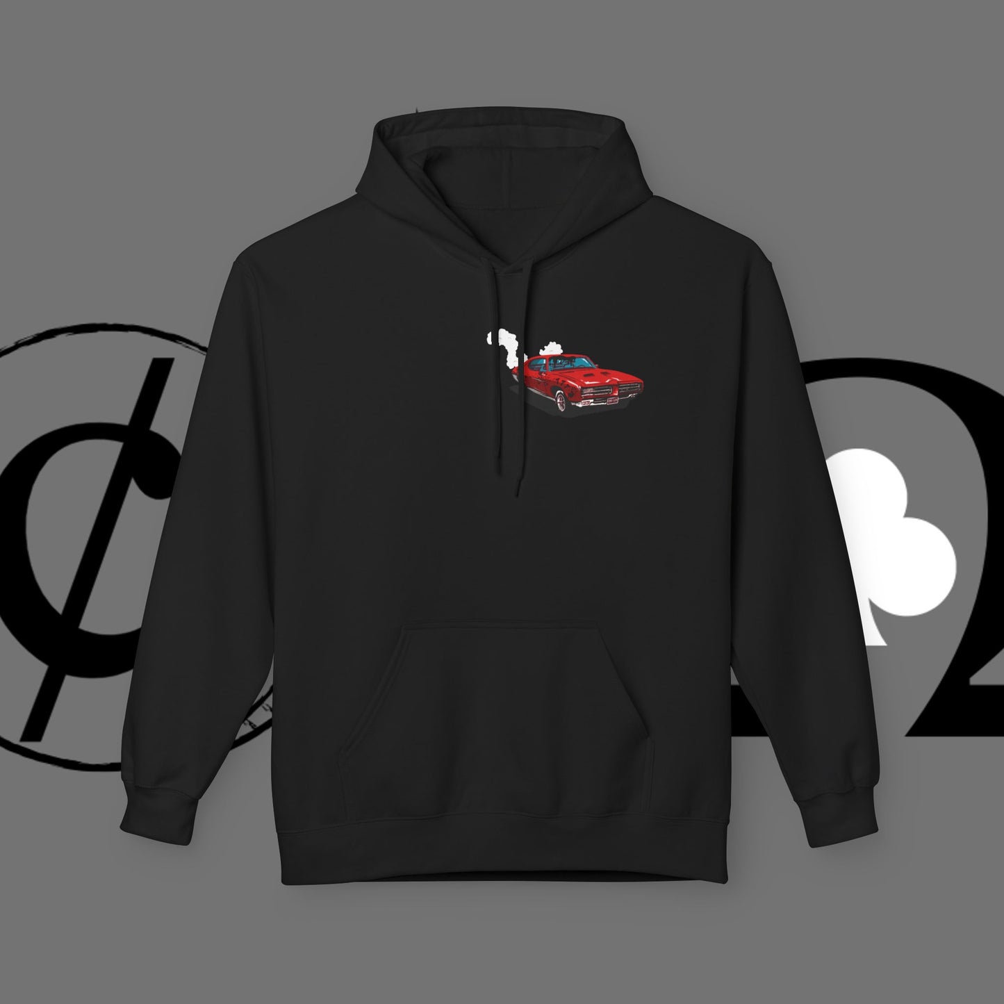 Auto Tech Hoodie — Red Car & Engine Diagram Graphic