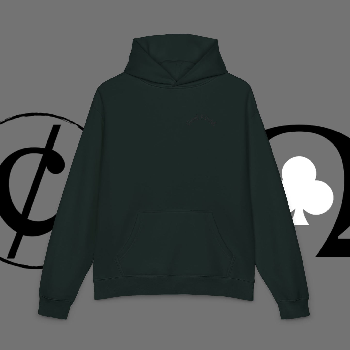 Diamond Floral Hoodie — Minimal White Relaxed Hoodie with Black Floral Emblem