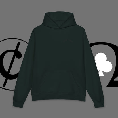 Diamond Floral Hoodie — Minimal White Relaxed Hoodie with Black Floral Emblem