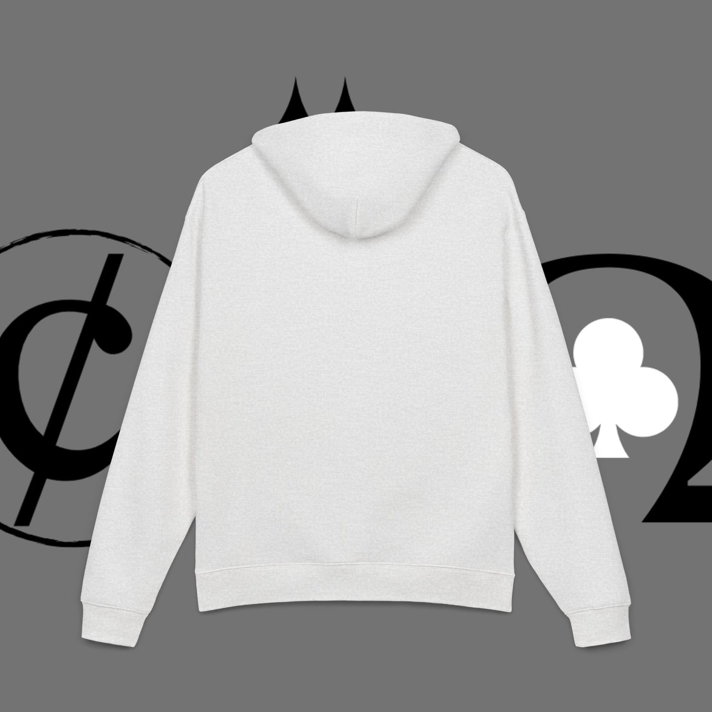 Diamond Floral Hoodie — Minimal White Relaxed Hoodie with Black Floral Emblem