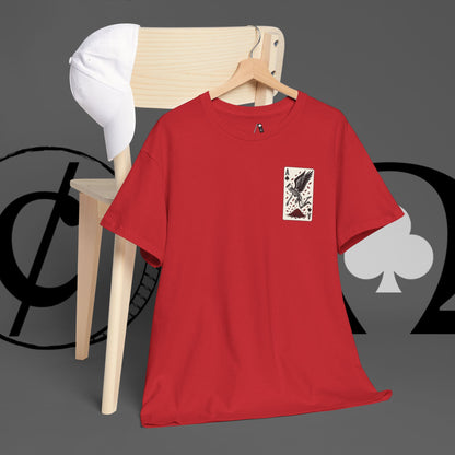 Ace of Crows T‑Shirt — Gothic Playing Card Tee with Raven & Blood Drop Design