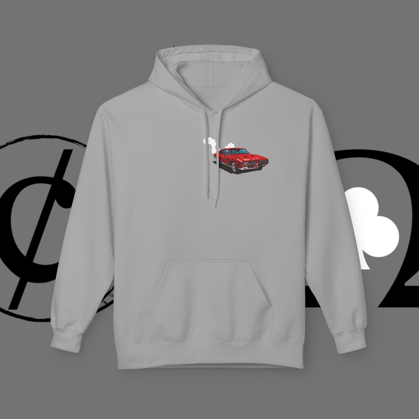 Auto Tech Hoodie — Red Car & Engine Diagram Graphic
