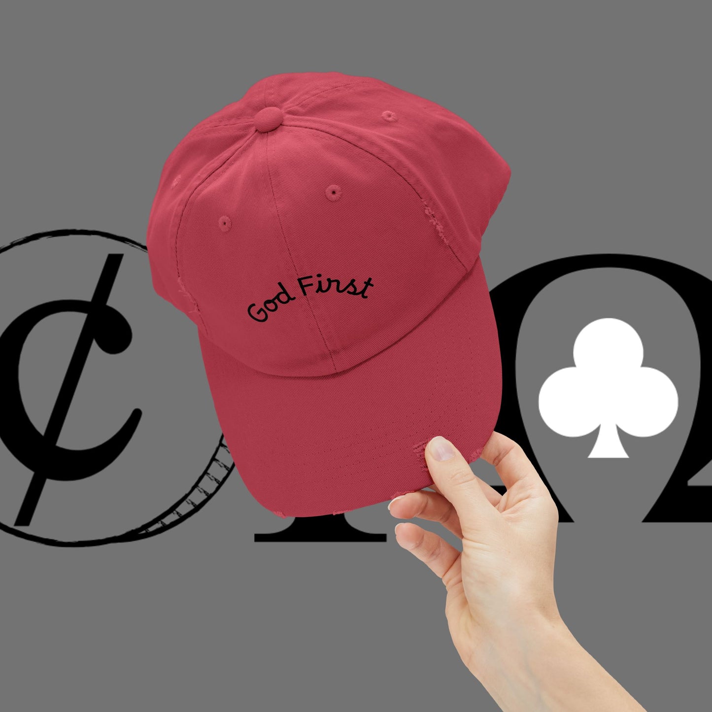 God First Distressed Dad Hat