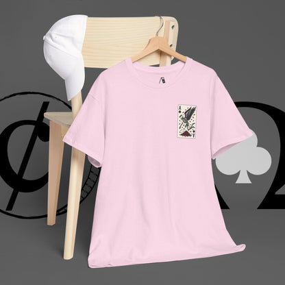 Ace of Crows T‑Shirt — Gothic Playing Card Tee with Raven & Blood Drop Design