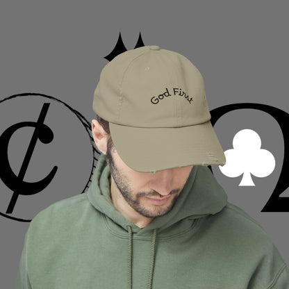 God First Distressed Dad Hat