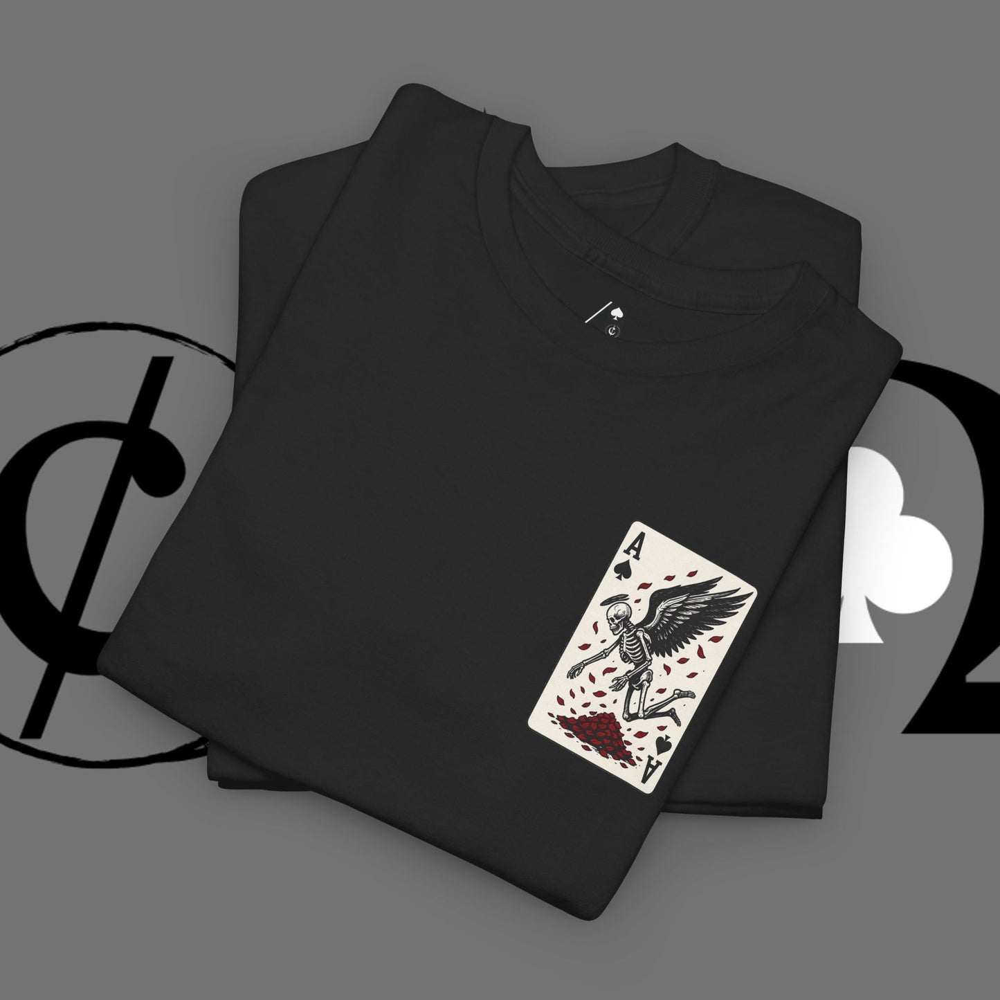 Ace of Crows T‑Shirt — Gothic Playing Card Tee with Raven & Blood Drop Design
